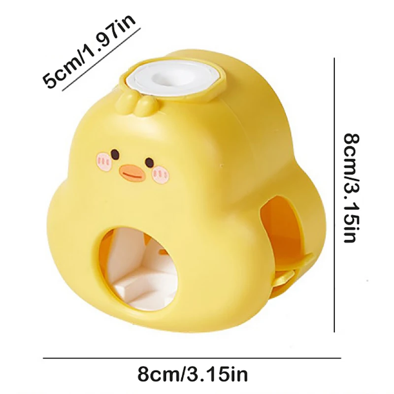 Wall Mount Toothpaste Dispenser Lazy Plastic Toothbrush Holder No Punching Yellow Duck Toothpaste Squeezer Bathroom Accessories