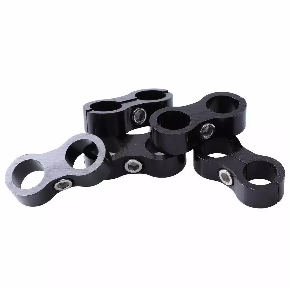 4PCs Braid Fuel Hose Clam Hose Separator AN6AN AN-6 Double Hole Oil Line Clamp Oil Line Connector Divider Clamp Line Separator