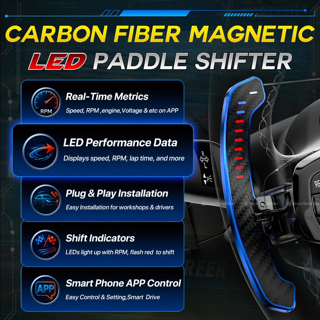 ICF Carbon Fiber Steering Magnetic Wheel Paddle Shifters For Golf 6 GTI CC MK6 Scirocco Magnetic Attraction Function