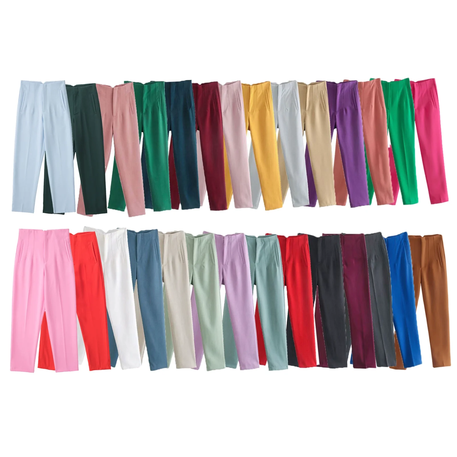 PB&ZA 2023 Summer New Fashion Casual Slim High Waist Straight Leg Pants Versatile Multi Color Crop Pants