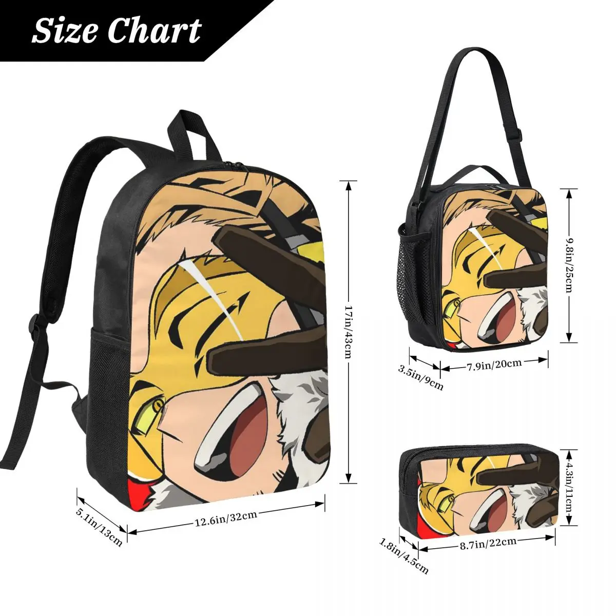 Anime My Hero Academia Hawks Backpack Student BookBag School Bag Computer Shoulder Bags 3ps Insulated Lunch Bag Pencil Case
