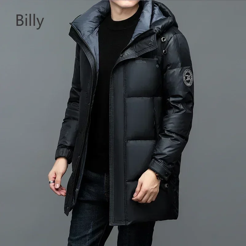 Super Down Jacket Men 2024 New Designer Clothing Men's Windproof Jacket Hooded Thickened Casual Luxury Long Windproof Jacket
