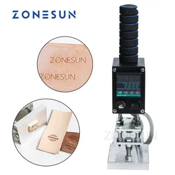 ZONESUN Manual Handheld Leather Wood Paper LOGO Hot Foil Stamping Creasing Embossing Machine Heat Press Machine Branding Iron