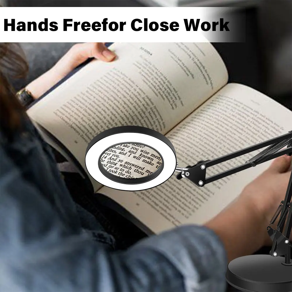 

Portable 10X Desktop Magnifying Glass Lights USB with 3 Color Adjust LED Lights Reading Table Lamp for Welding Repair Close Work