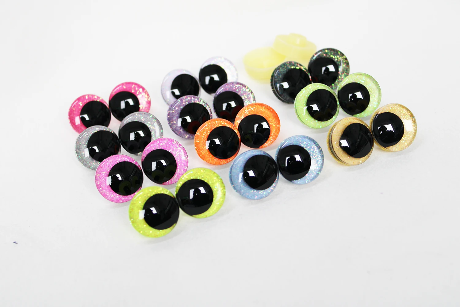 3D Comical Glitter Toy Eyes com Arruela Dura, 12mm, 14mm, 16mm, 18mm, 20mm, 25mm, 35mm, Safety Doll, C11, Novo, 10 Pares