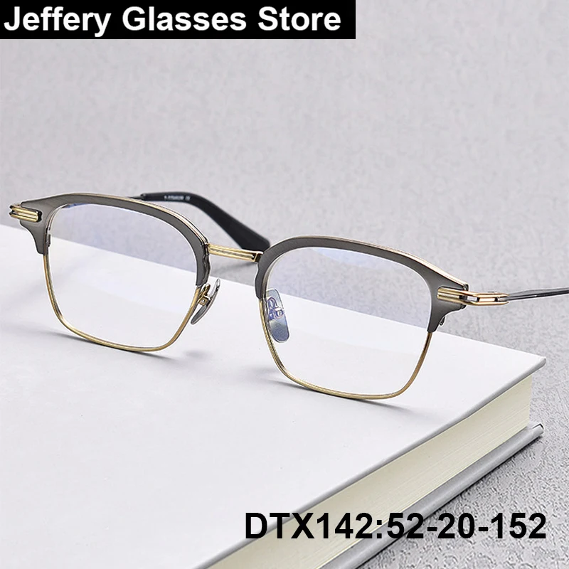 

Японские винтажные мужские квадратные очки из чистого титана в оправе DTX142 152 мм, деловые очки большого размера, модные очки с широким лицом Gafa