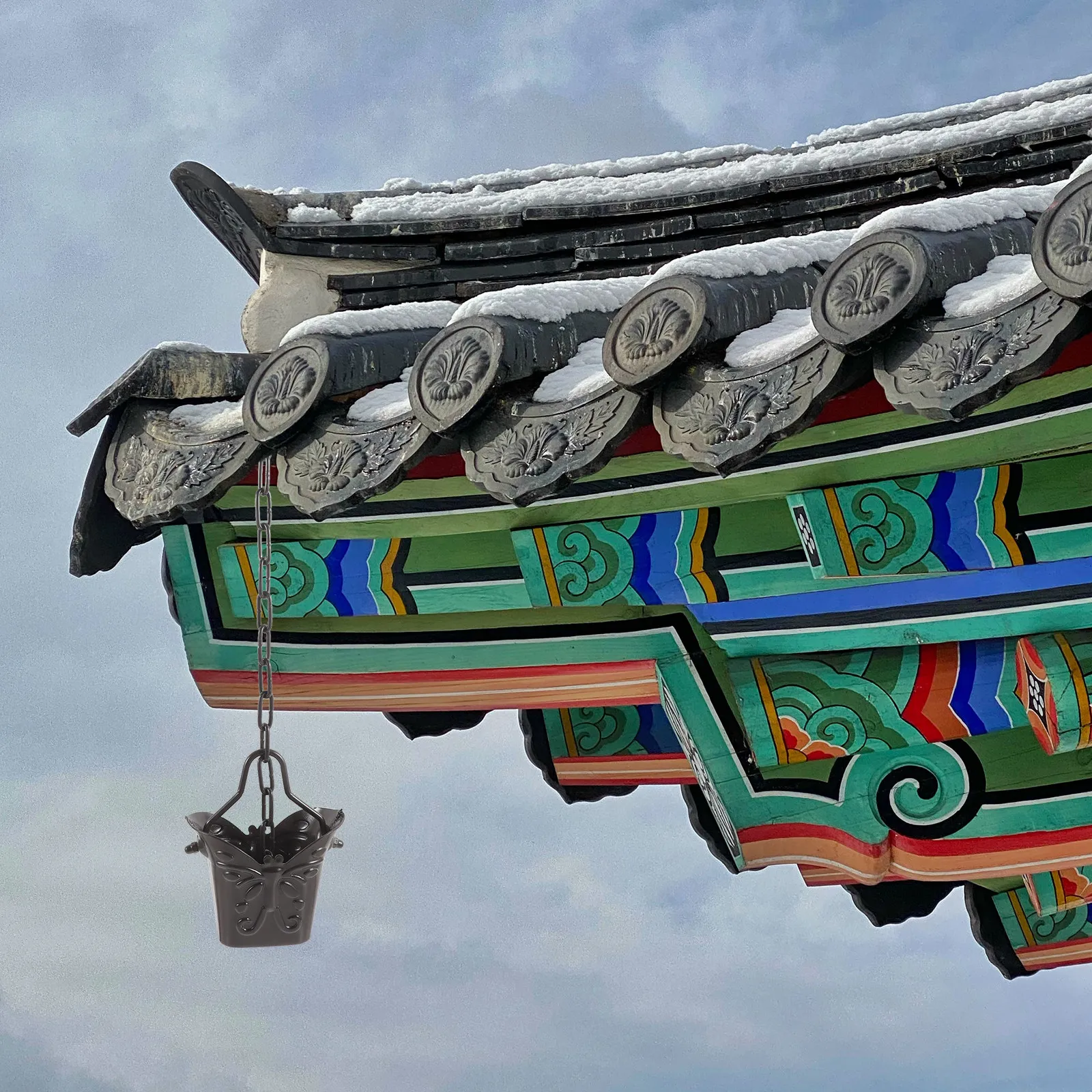 

Дождевая цепь из алюминиевого сплава с дизайном «бабочка» и большими чашами, удлинитель водосточного желоба для наружного использования в садах, храмах, виллах, для сбора дождевой воды