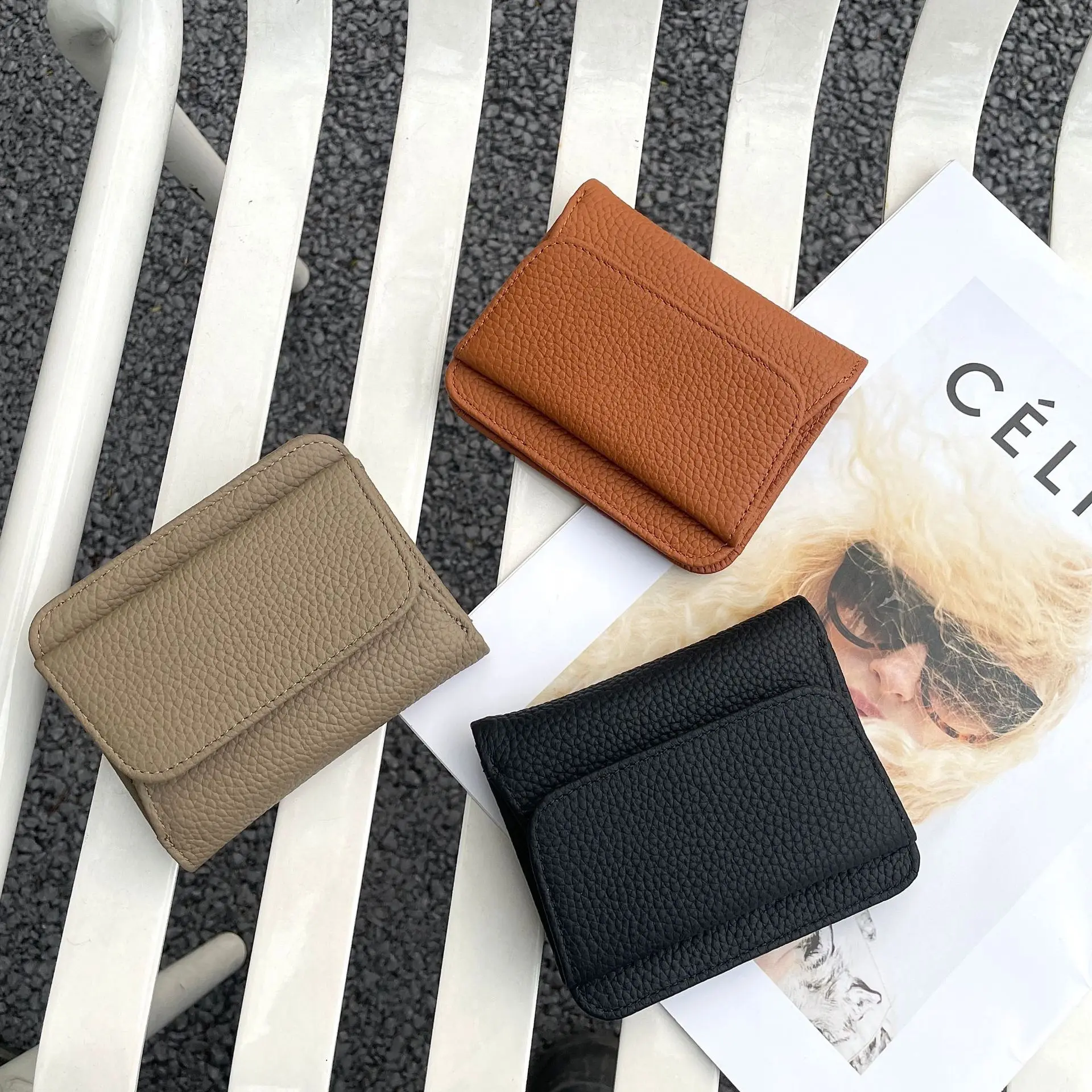 Nieuwe opvouwbare eenvoudige kleine geld damestas Multifunctionele munttas Vrouwelijke ultra nieuwe lederen portemonnee damestas