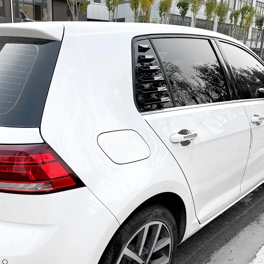 2pcs For VW Golf 7 Golf 7.5 MK7 MK7.5 2013-2019 Rear Triangle Window Louver Side Shutter Blind Shades Cover Trim Sticker Vent