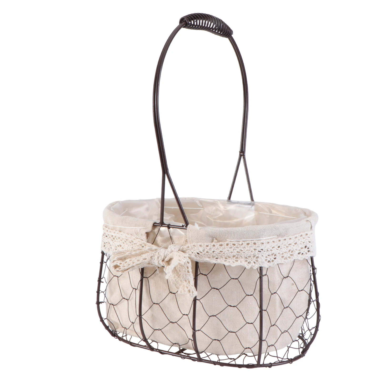 

Retro Iron Cloth Flower Basket Pearl Handle Wedding Accessories Vintage Style Baskets For Ceremony Graduation Banquet Special