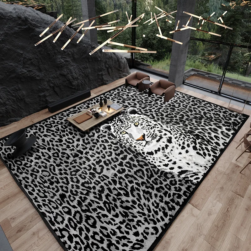Wild style elements, leopard print pattern carpet, thickened handmade thorn blended carpet, good foot feel