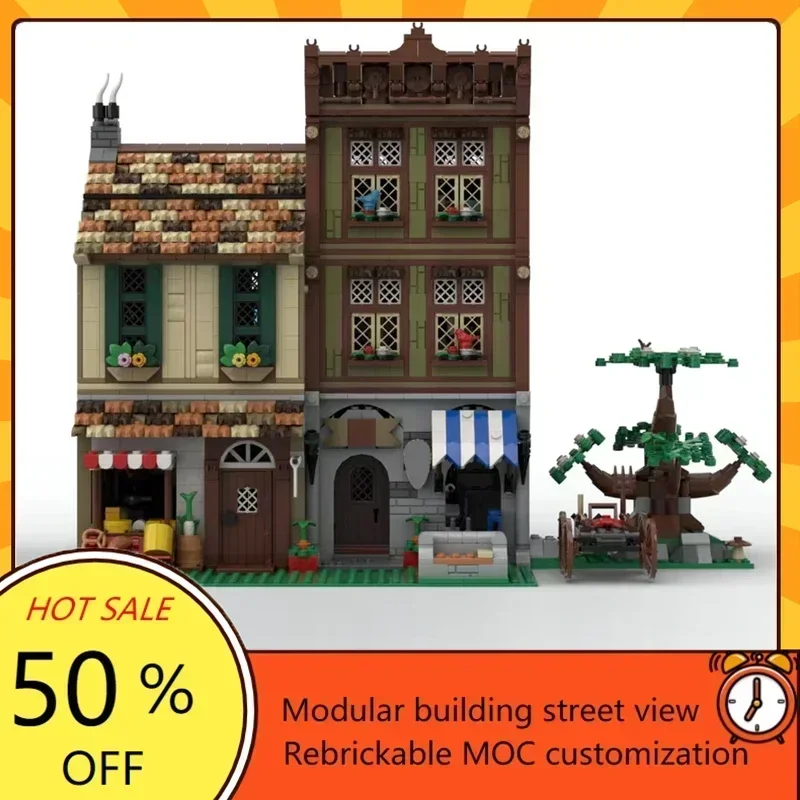 3160 PCS Modular Hardware & Grocer MOC City Street View DIY Modern Custom Puzzle Architecture Collection Series Toy Gift