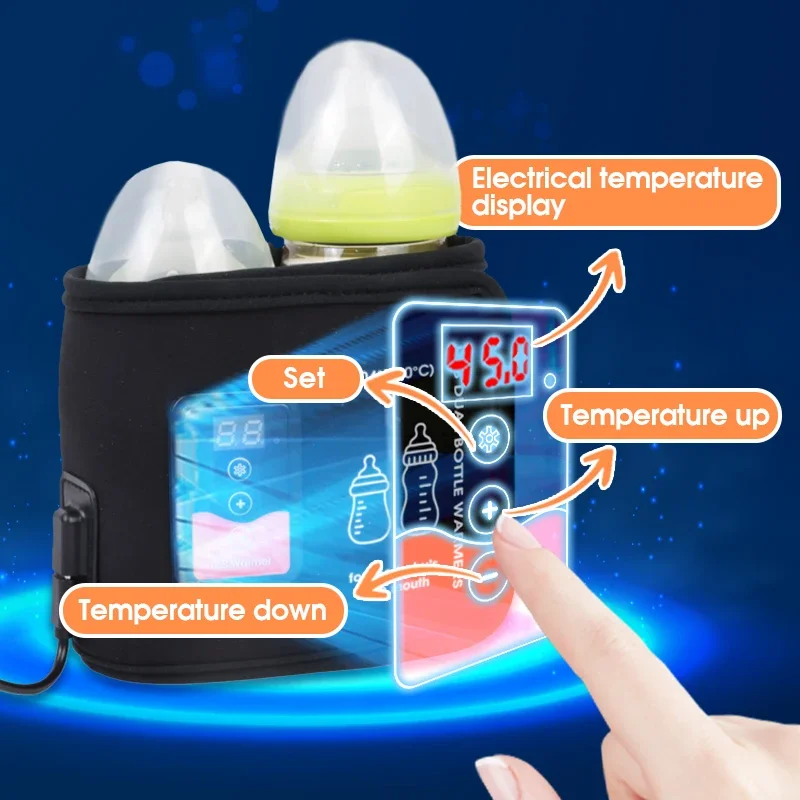 Display intelligente USB da viaggio Dual Baby Food Makers Scaldabiberon Scaldalatte portatile Scaldabiberon wireless