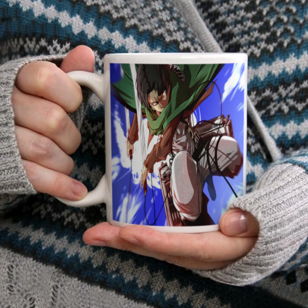 Anime Attack On Titan Soldier Commander Eren 11oz Afternoon Tea Mug Multifunctional Ceramic Coffee Mug Porcelain Coffee Cup