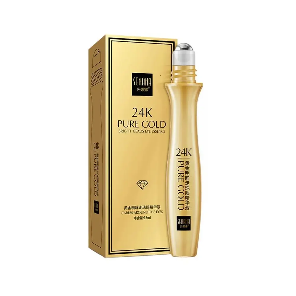 Crema hidratante para ojos, rodillo de oro de 24K, antiarrugas, eliminación de ojeras, suero para el cuidado de los ojos, 15ml