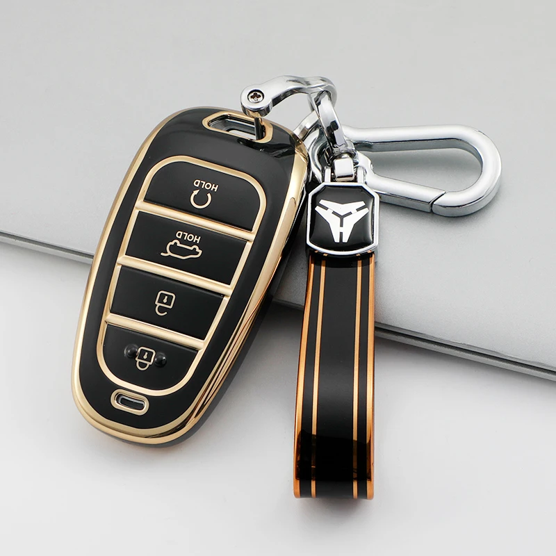 4 Buttons TPU Car Key Case Cover for Hyundai Tucson 2022 NEXO NX4 Santa Fe Ioniq 5 Atos Prime Solaris 2021 Keychain Accessories