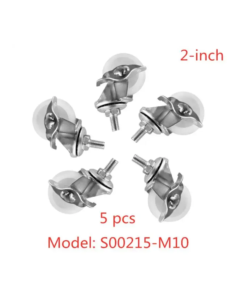 5 Pcs/Lot 2 Inch M10 Screw With Brake Caster White Pp Steering Wheel Rack Pulley Pet Cage