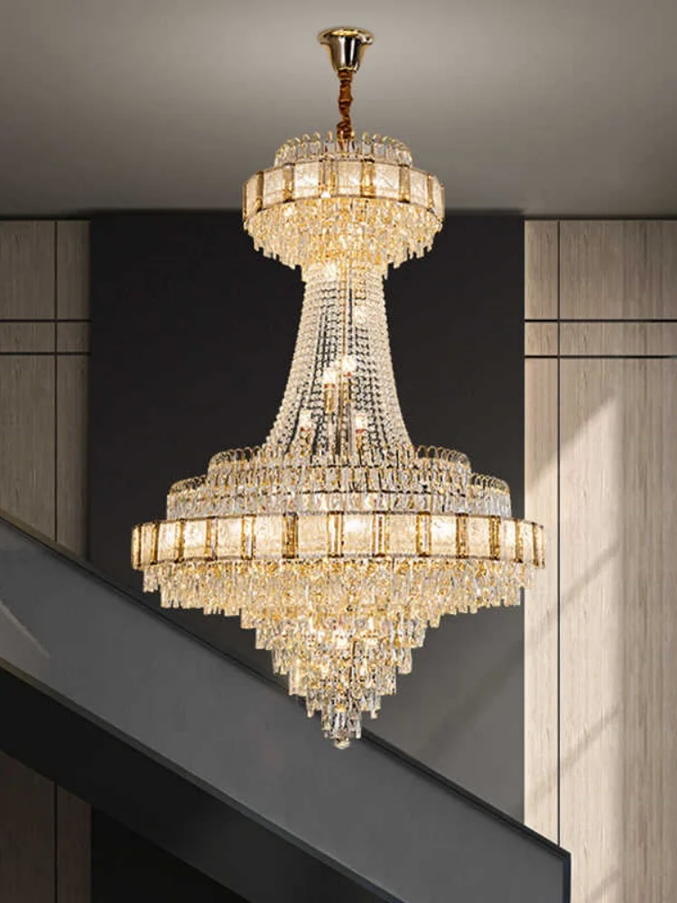Chandelier Crystal Luxury Large Gold Nordic Home Decoration Led High-end Hanging Lamp Cristal Lustres For Staircase Villa Duplex