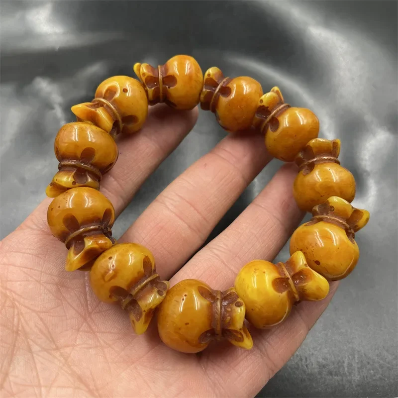 aged beeswax money bag bracelet amber beeswax lucky bag bracelet beeswax strings raw amber bracelet skin chicken oil strings