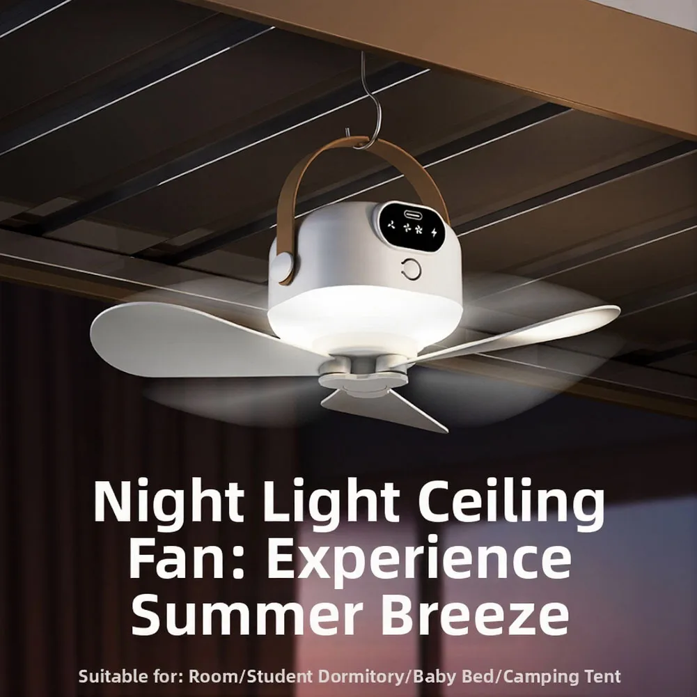 

Ceiling Mounted USB Rechargeable Fan for Camping RV Tent with Remote Control 2000-4000mAh Battery 3 Speed Settings Ambient Light