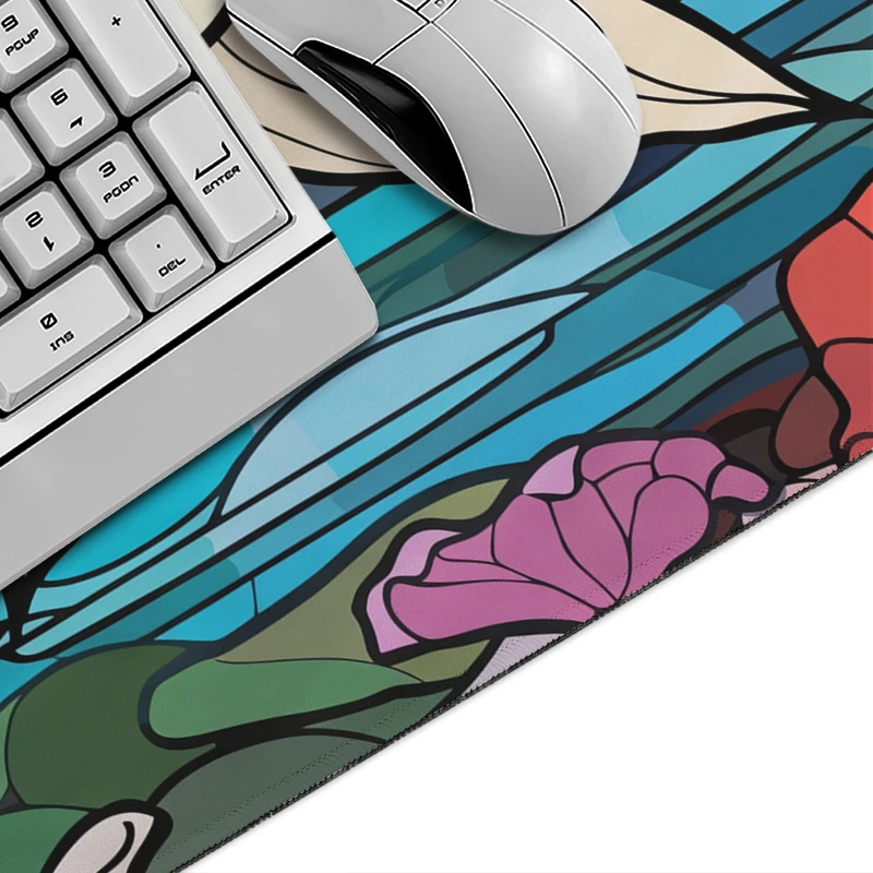 Mouse Pad Gamer Stained Glass Lotus XL Custom Home Large Mousepad XXL Playmat keyboard pad Natural Rubber Carpet