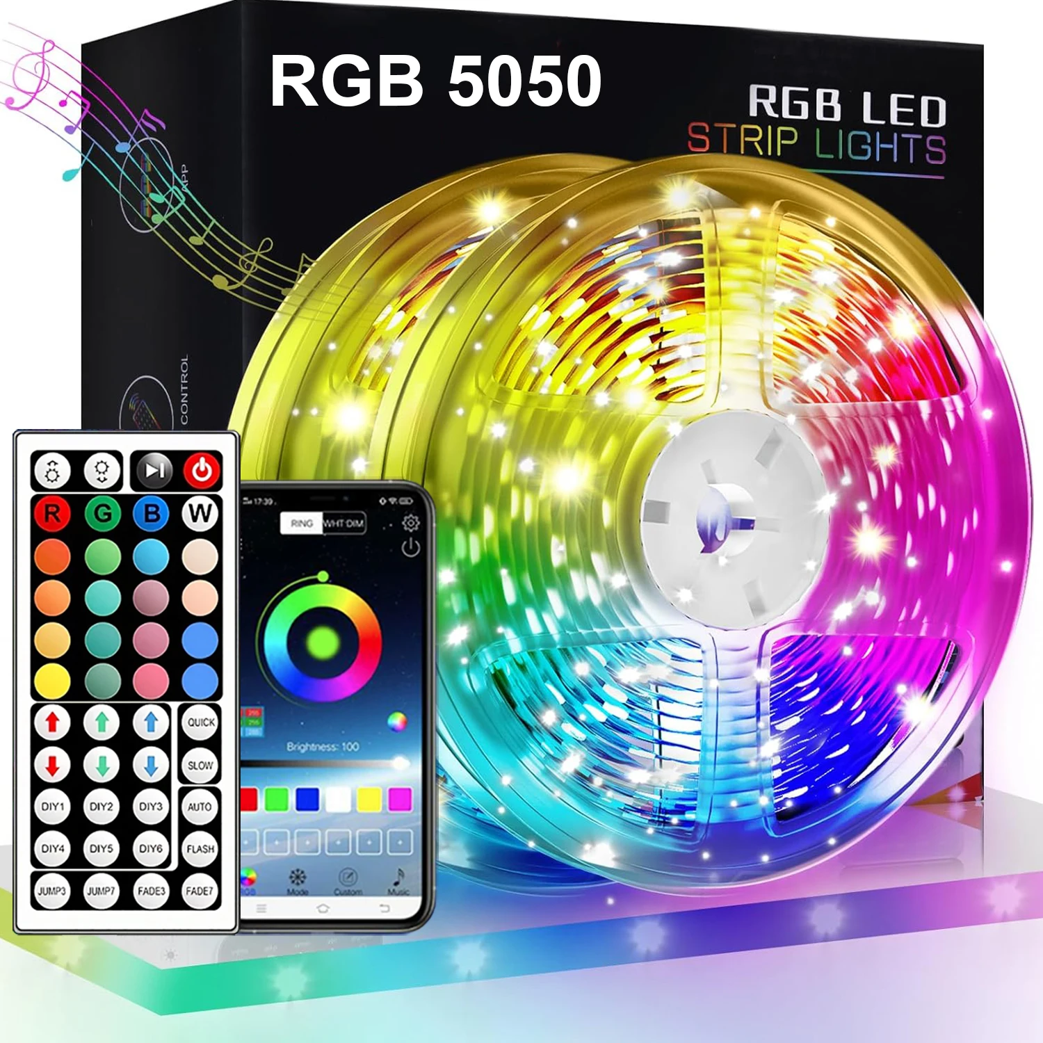 LED Strip Light with Remote Bluetooth Control 5050 RGB Led Tape Flexible Ribbon for Home Party Decortion TV Backlight