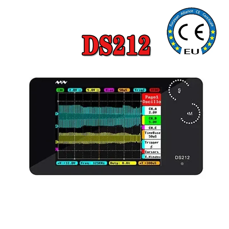 DS212 Digital Storage Oscilloscope Portable Nano Handheld Bandwidth 1MHz Sampling Rate 10MSa/s Thumb Wheel