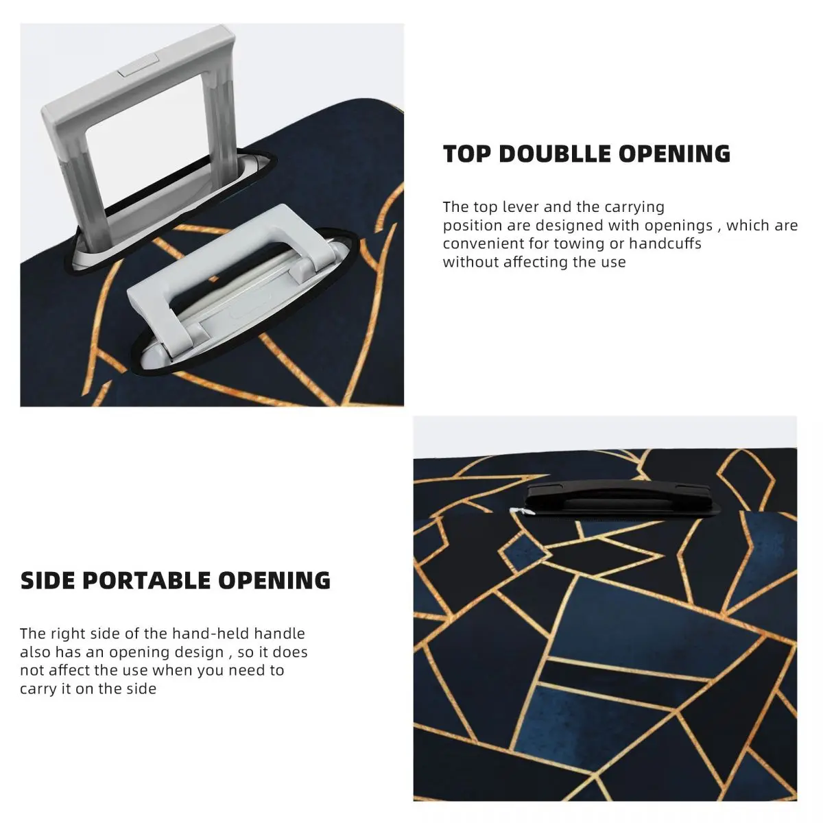 مخصص مضحك البحرية الحجر مجردة خطوط هندسية غطاء الأمتعة حامي قابل للغسل حقيبة السفر يغطي #4