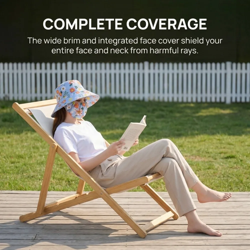 

Anti-UV Women's Sun Protection Hat Wide Brim Moisture-Wicking Tea Picking Cap UPF 50+ Protect Face Neck Sunscreen Cap