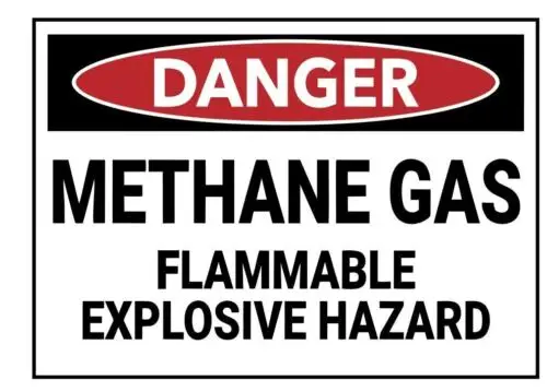 Danger Methane Gas Safety Sign Sticker Decal