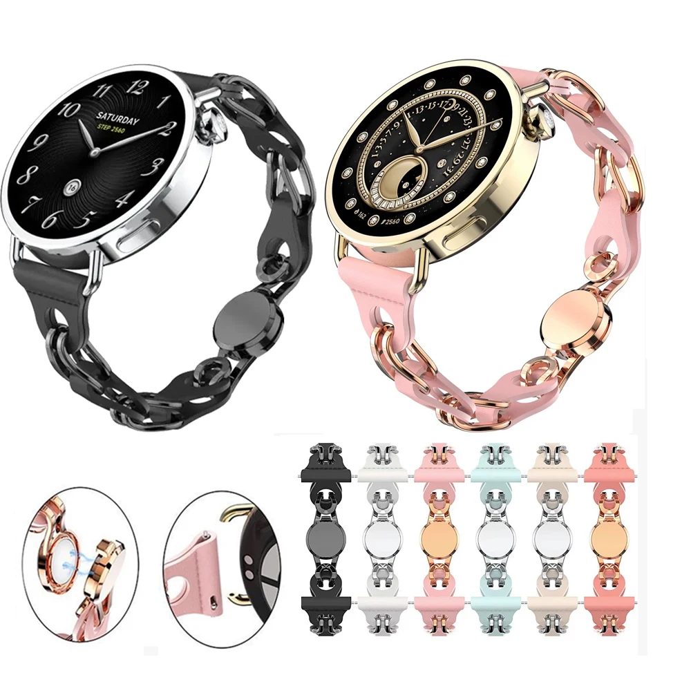 18mm/20/22mm Silicone Metal Chain Bracelet For Xiaomi Watch S4 41mm Magnetic Strap For Xiaomi Watch S4 S3 S2 S1 Pro Color 2 Band