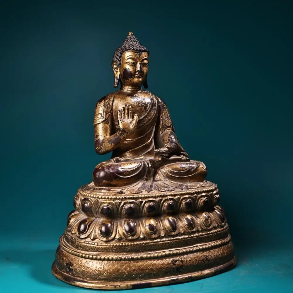 home decor pure red copper gilding buddhism temple Sakyamuni buddha statue 23cm