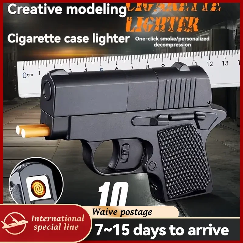 Modeling cigarette case, rechargeable tungsten wire cigarette lighter, one-click smoke outlet, multi-function 10 pcs