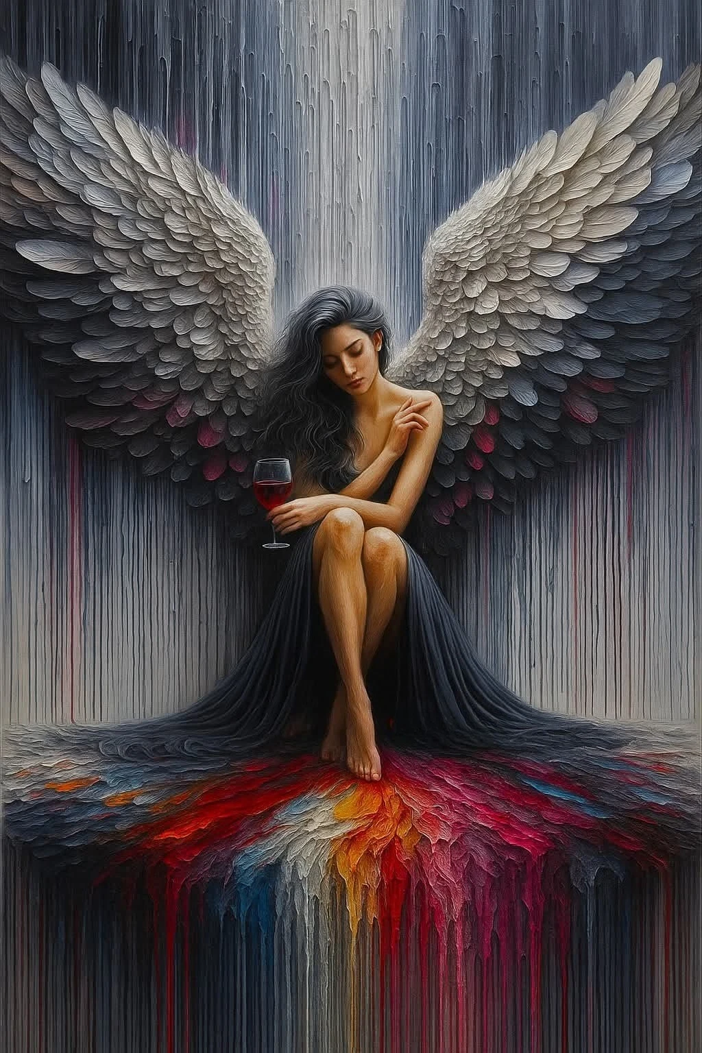 

500/1000/1200/2000 PCS Jigsaw Puzzles Angel Woman Drink Figure Family Activity Games for Bedroom Gameroom Home Decor Gift