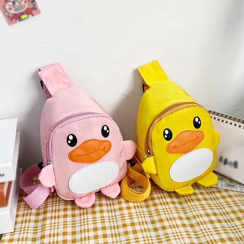 Children Girls Boys Fashion Outdoor Waterproof Shoulder Bag Kids Cute Cartoon Duck Shape Versatile Chest Bags 2-12 Years