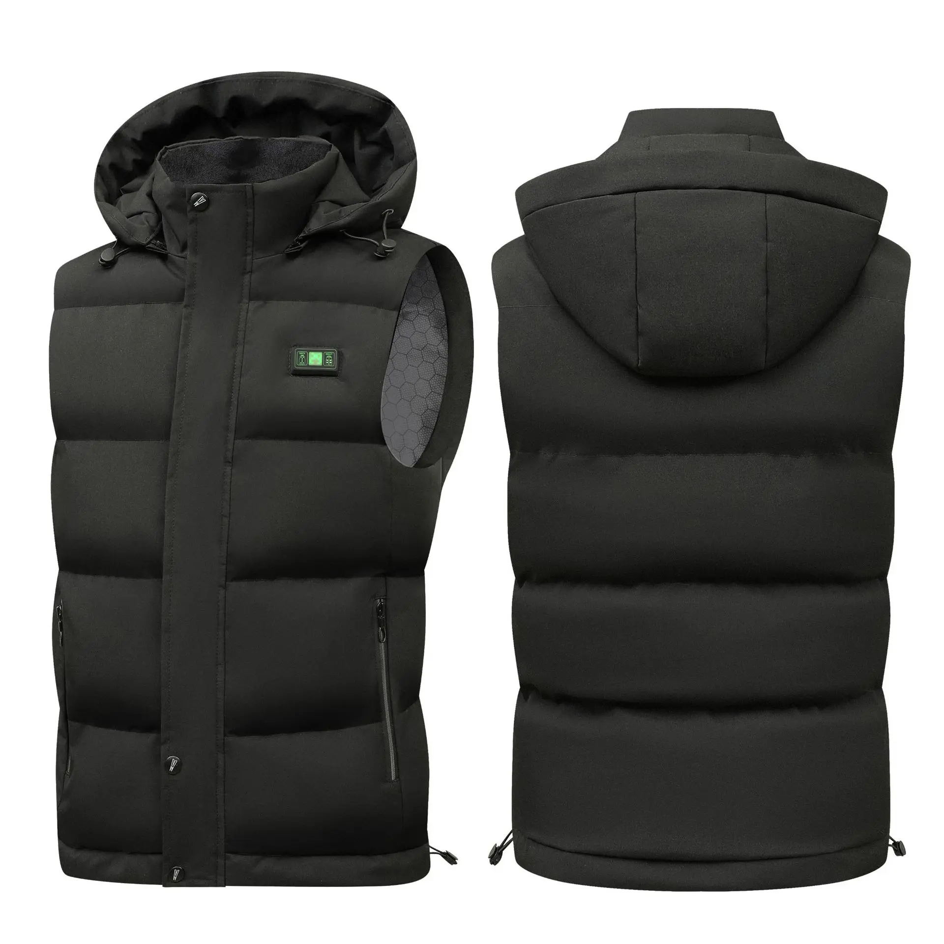 Heated Vest Men Women Electric Heating Hooded Fleece Lined Winter Thermal Warm Smart Temperature Control(excluding power)