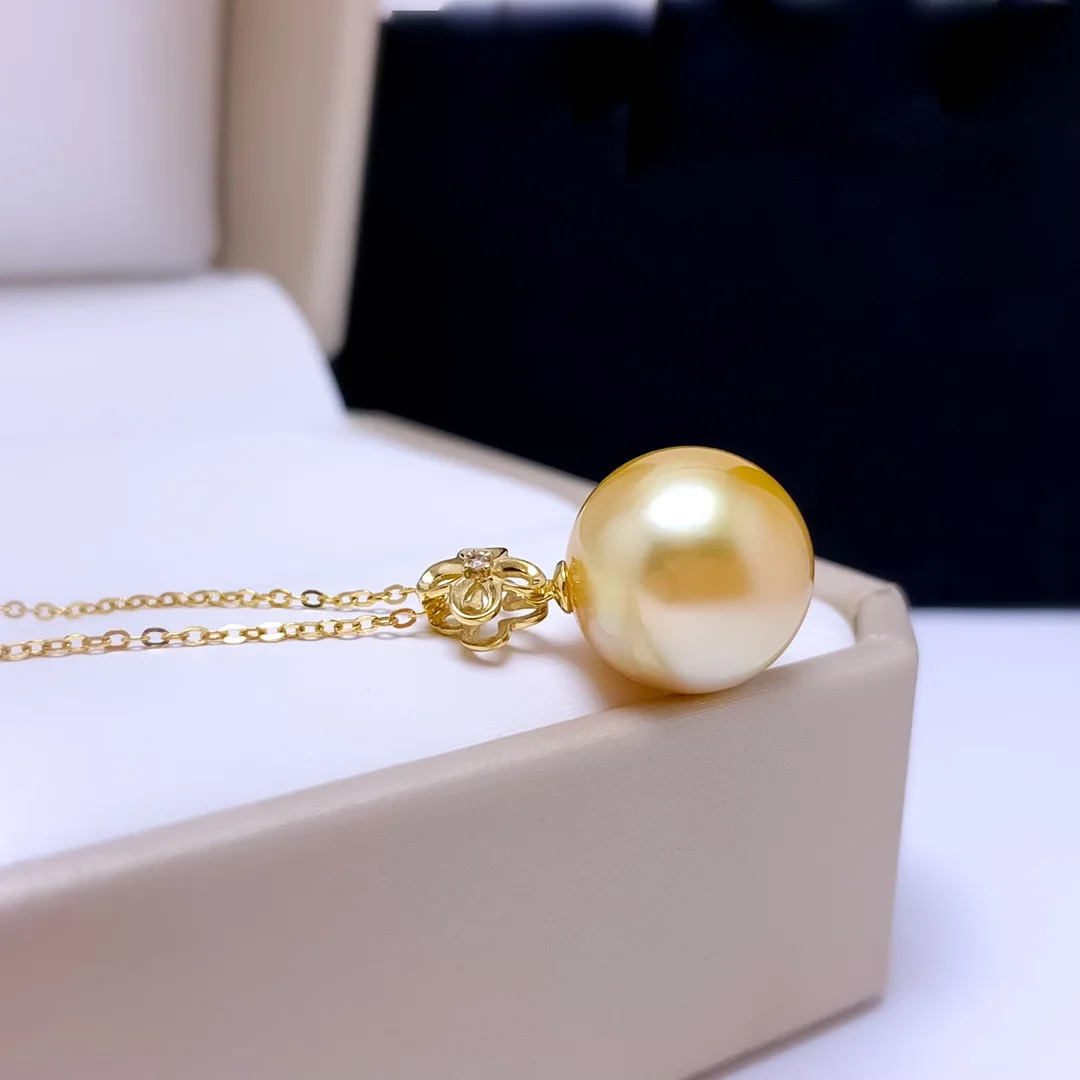 SHILOVEM 18k Gold  Pearl pendant New Birthday Christmas Gift Fashion Wholesale Women none necklace 12mm yzz1212001zz