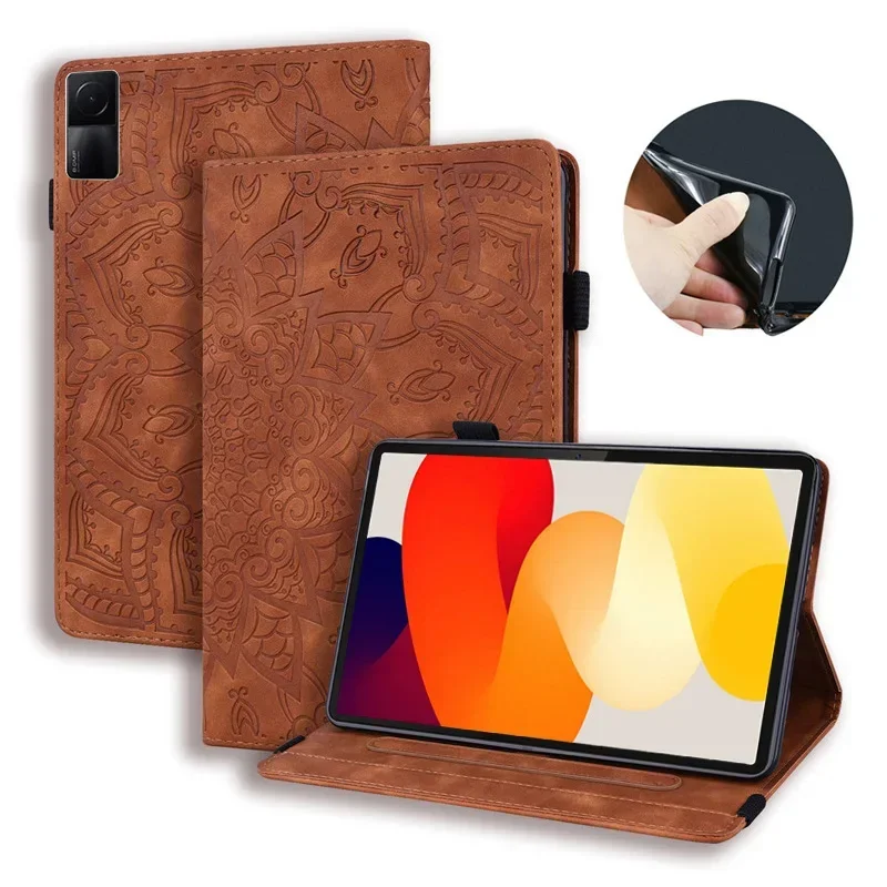 

Funda для Redmi Pad Se 2023, 11 дюймов, чехол с тиснением из искусственной кожи, внутренняя крышка-бумажник из ТПУ для Coque Redmi Pad Se, чехол Capa
