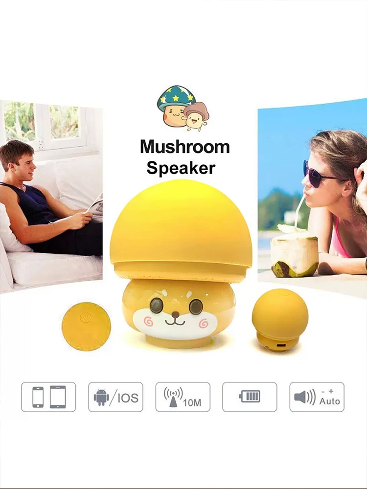 Mini small mushroom head wireless speaker, outdoor portable small audio, cartoon subwoofer bluetooth speaker