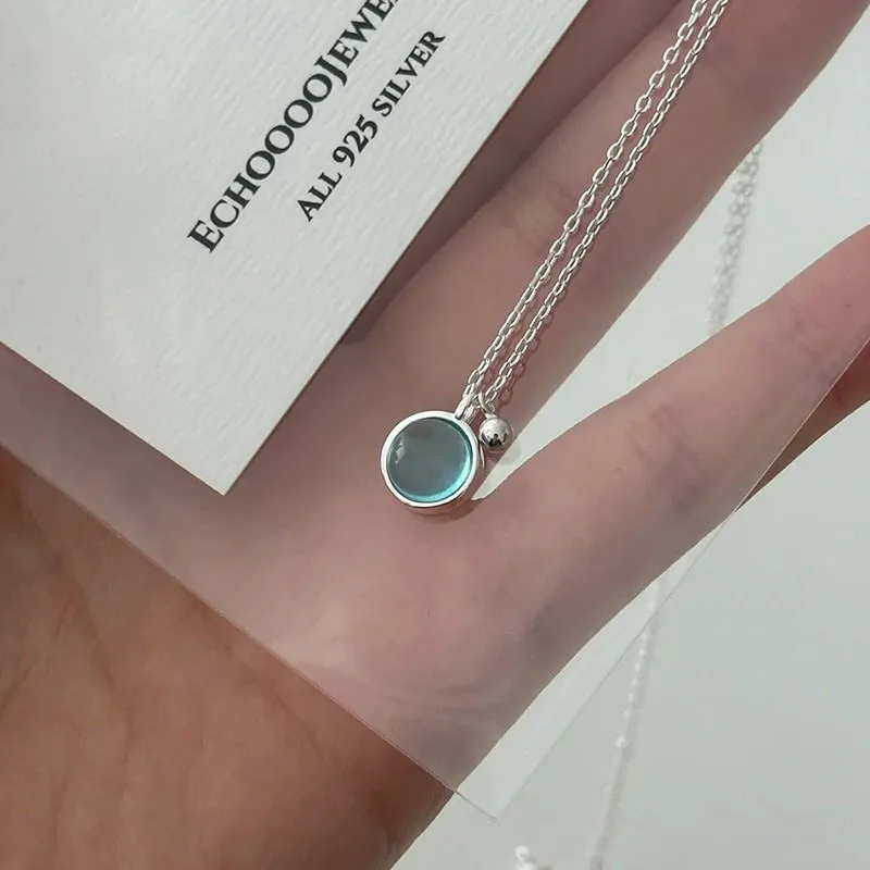 XIYANIKE Summer Blue Crystal Pendant Necklace For Women Girl Luxury Fashion New Jewelry Lady Gift Party Wedding collier femme