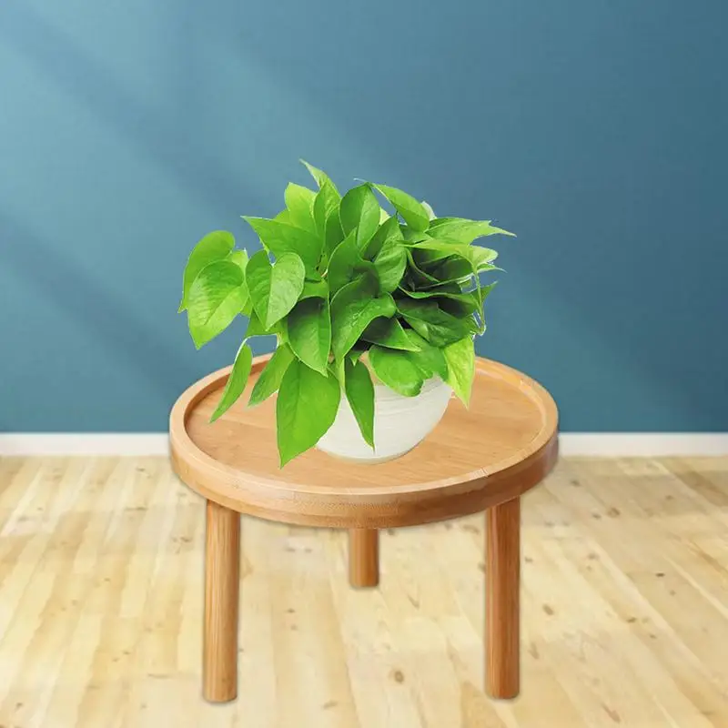 Multifunctional Small Round Table For Potted Plant Wooden Plant Holder Stool Fish Tank Indoor Plant Pot Display Stand Home Decor