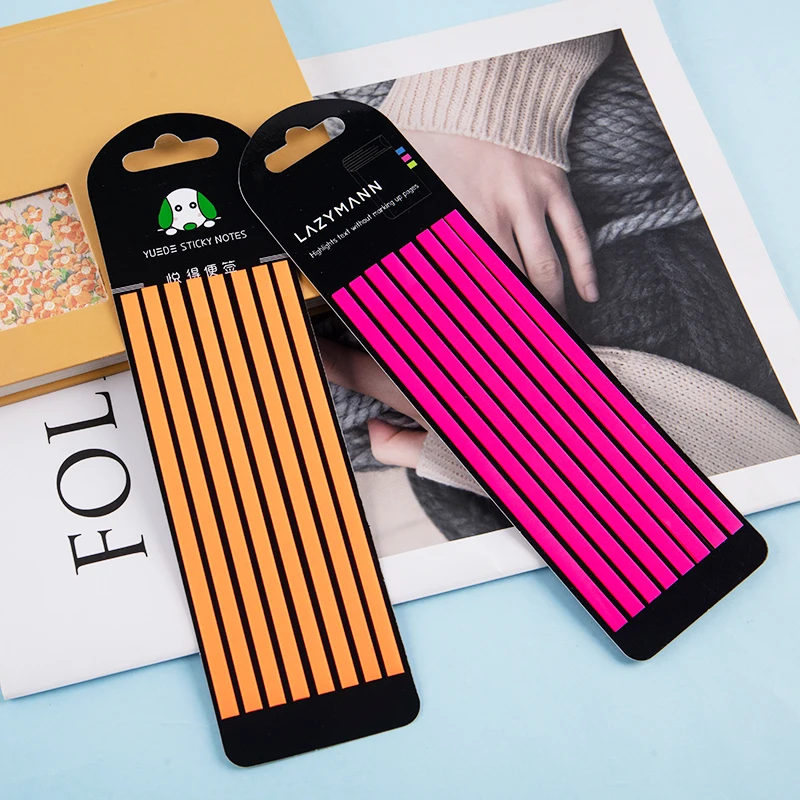 160pcs Fluorescent Loose-leaf Sticky Notes Slim Strips Index Tabs Stickers for Student Books Review Book Instructions