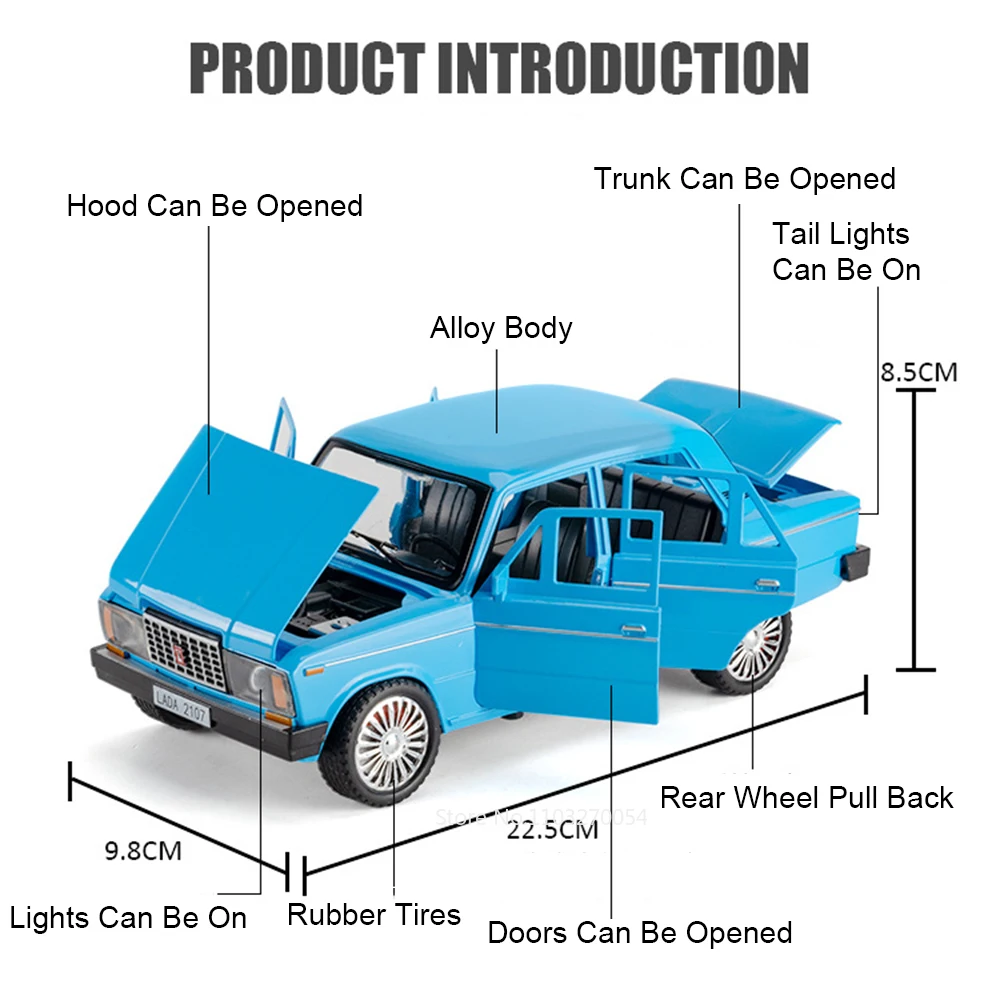1:18 Rusia LADA 2107 NIVA aleación modelos fundidos coche de juguete 6 puertas sonido abierto luz extraíble vehículo recoger regalo juguetes para niños