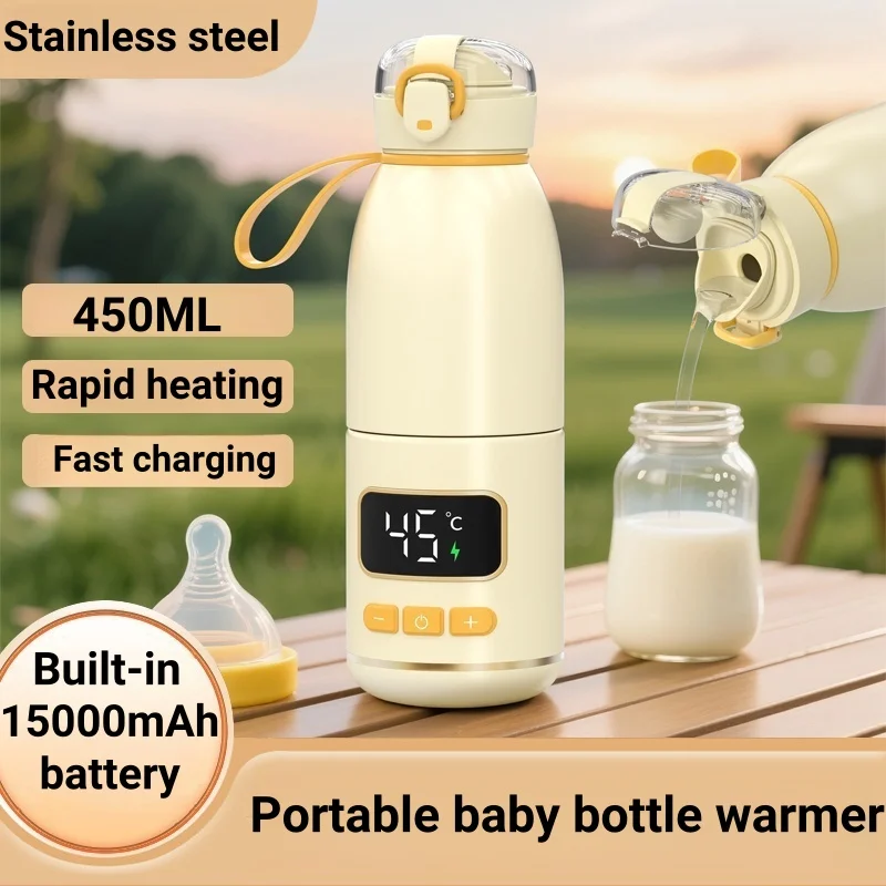 

Portable Baby Bottle Warmer Rechargeable 15000mAh With Sterilize Function Rapid Heating & Charging Wireless Heating Milk & Water