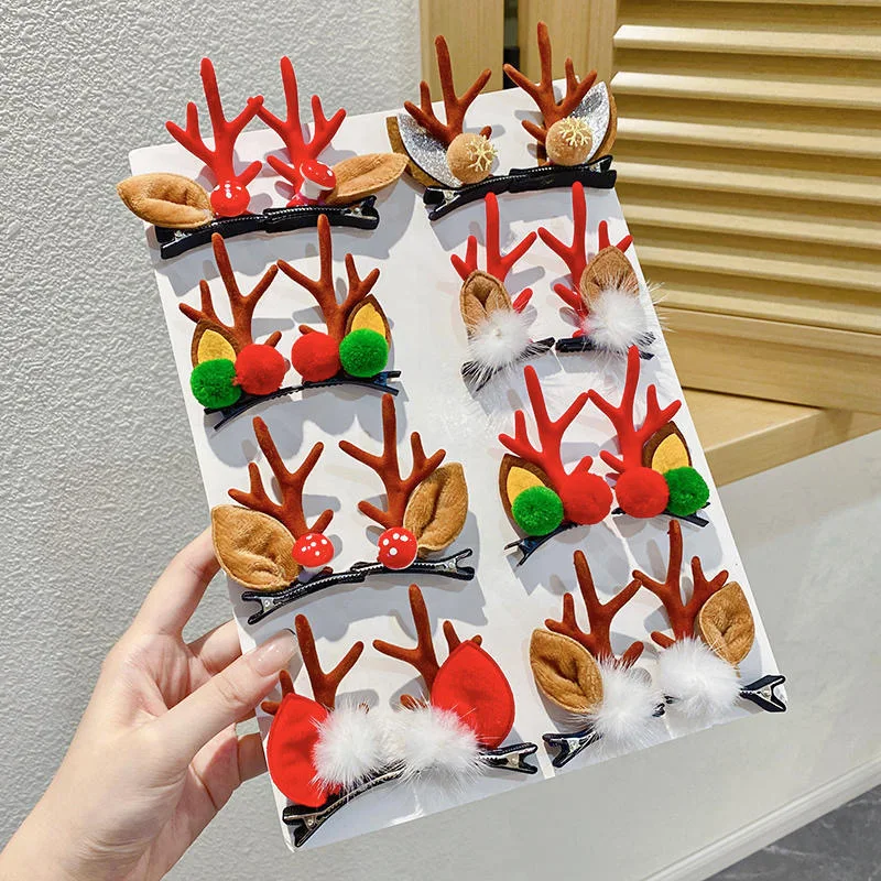 Christmas Forest DIY Antler Hairband Headdress Christmas Cute Hundred Hair Clips Cosplay Christmas Eve Decoration Holiday Gift