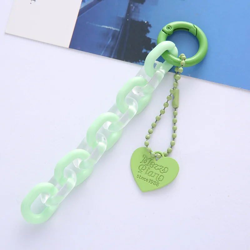 Colorful Acrylic Plastic Link Chain Keychain Creative Handmade Key Ring For Women Men Handbag Accessories DIY Friendship Gifts