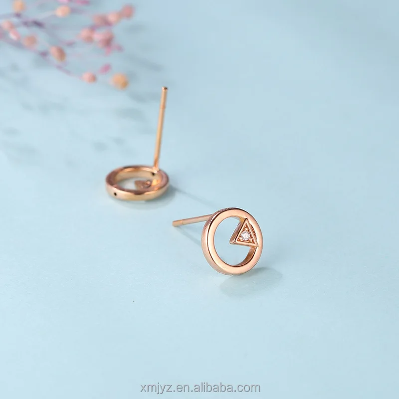 

Certified 18K Gold Diamond Unlimited Energy Stud Earrings Triangle Rose Gold AU750 Jewelry Earrings Simple Generous Earrings