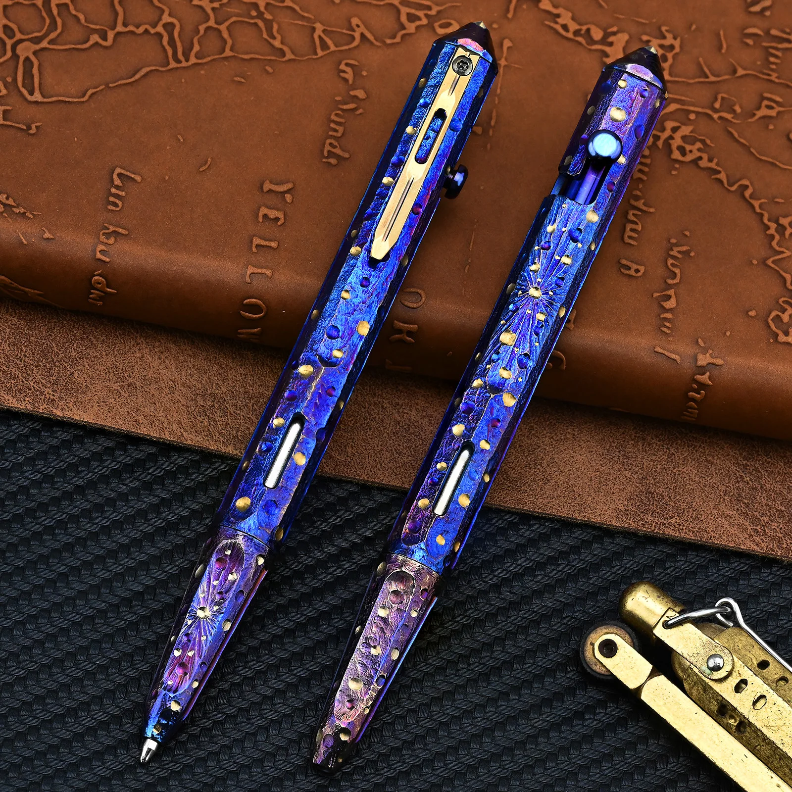 Starry Sky Limited Hand‑Carved Titanium Alloy Tactical Pen Neutral Signature Pen Decompression EDC Tool