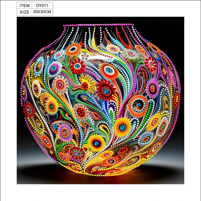 oy011-1 Colorful vase pattern, partial diamond painting, rhinestone art embroidery, cross stitch DIY home decoration gift