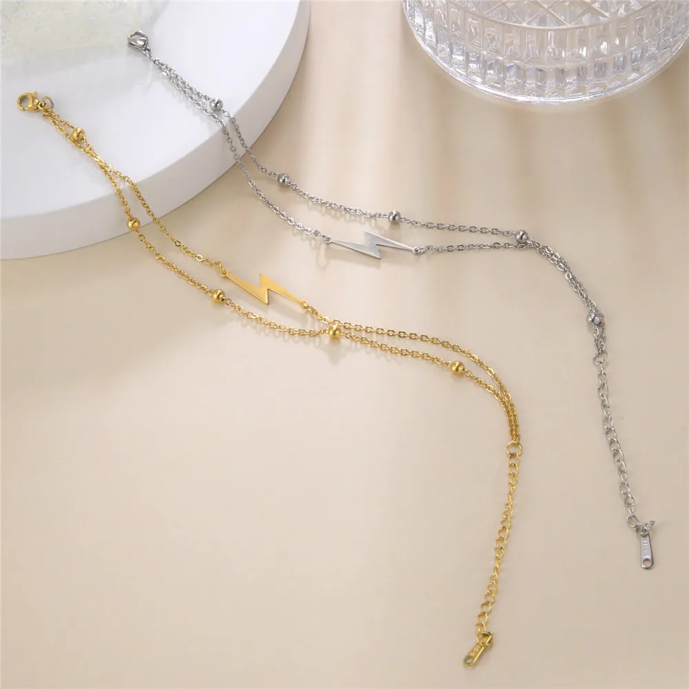 Cazador Goldfarbene Blitz-Charm-Armbänder für Damen, Edelstahl, Wachsseil-Armband, Schmuck, Geburtstagsgeschenke, 2026, trendig – Detail 7